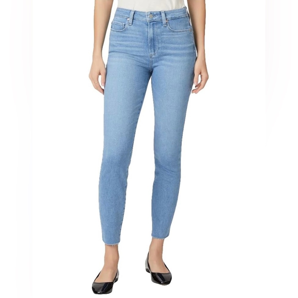 PAIGE Margot Ankle Raw Hem Hula Distressed Women's Light Blue Jeans Size 24